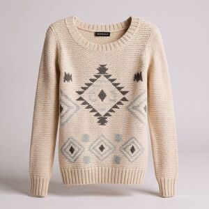 VENUS Beige Geometric Pattern Sweater